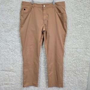 Peter Millar Pants Mens 38x30 Tan Casual Straight Leg Flat Front‎ EB66